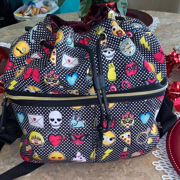 Betsey Johnson Emoji Patterned Backpack - Picture 9 of 14